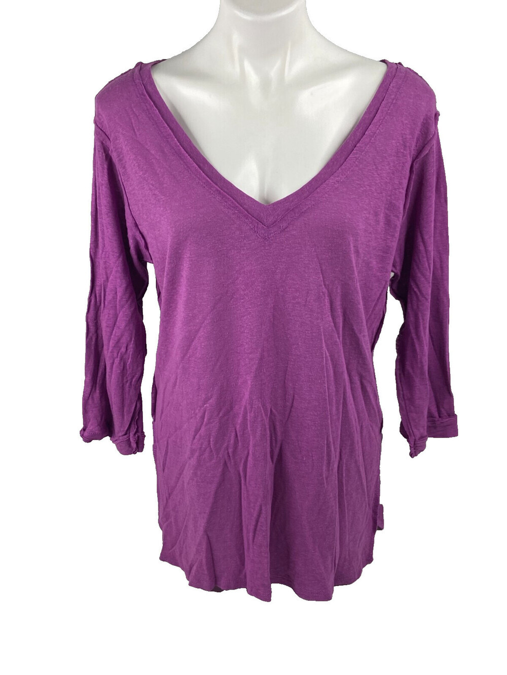 Umgee Women Small Orchid Purple T Shirt Semi Sheer 3/4 Sleeve NWT